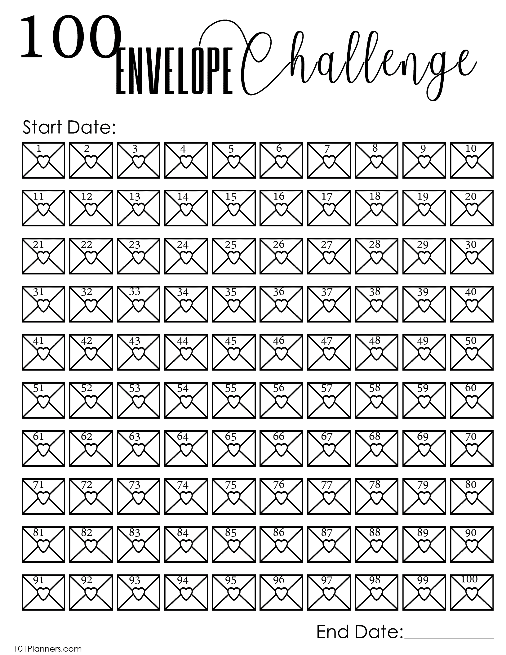 100 Envelope Challenge With FREE Printables