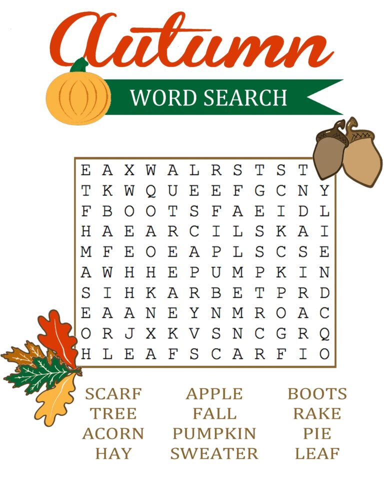 18 Fun Fall Word Search Puzzles Kitty Baby Love