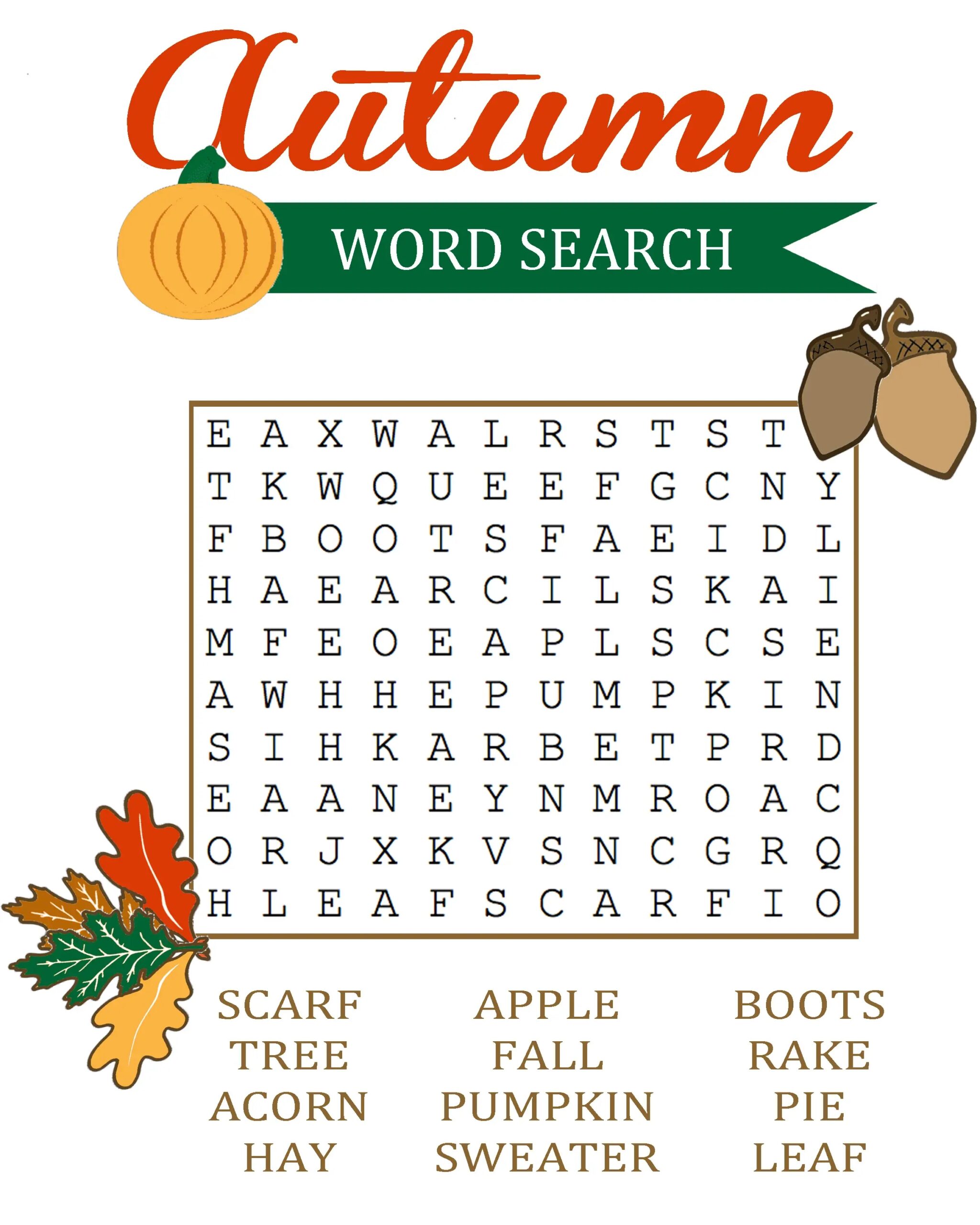 18 Fun Fall Word Search Puzzles Kitty Baby Love