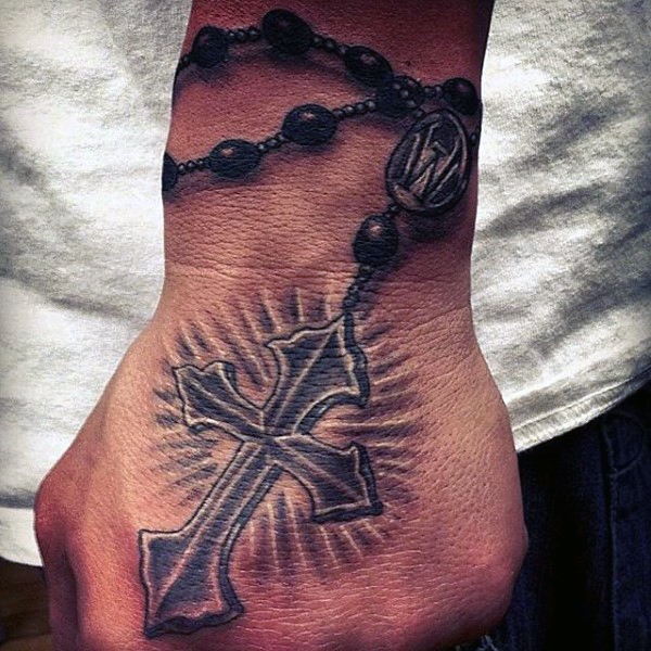 18 Wonderful Rosary Tattoos On Hand