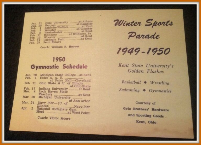 1949 50 KENT STATE GOLDEN FLASHES WINTER SPORTS UNFOLDED POCKET 