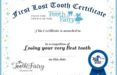 1st Free Printable Tooth Fairy Certificate