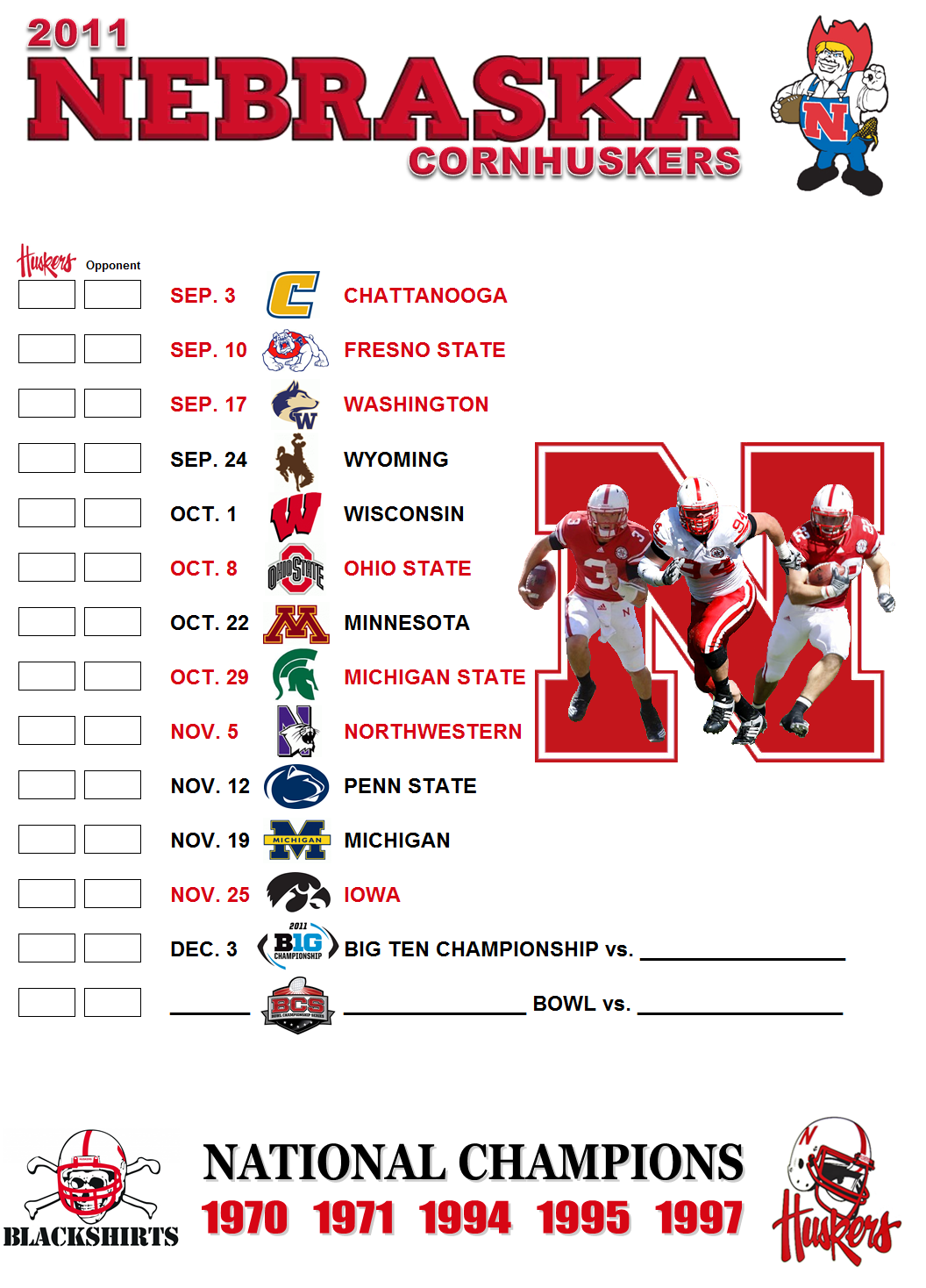 2011 Printable Schedule HuskerMax