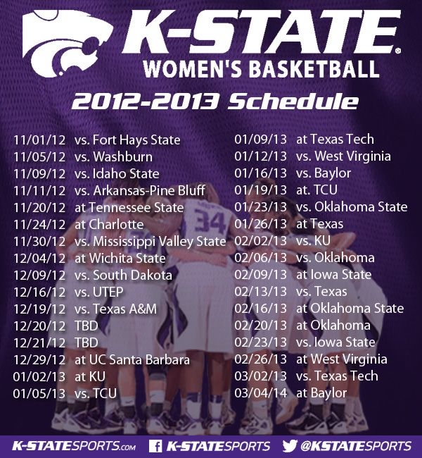 2012 2013 K State Women s Basketball Schedule Http www kstatesports 