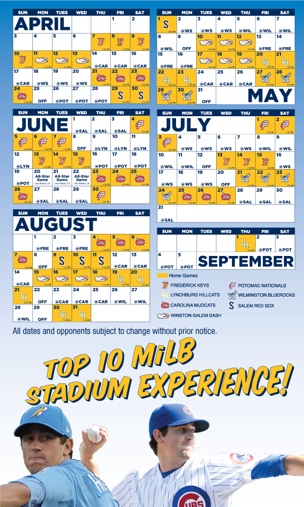 2016 Schedule Myrtle Beach Pelicans Schedule