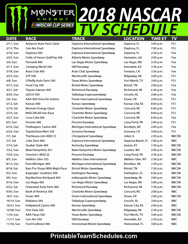 2018 Nascar TV Schedule Are You Moving To The Mooresville Lake Norman 