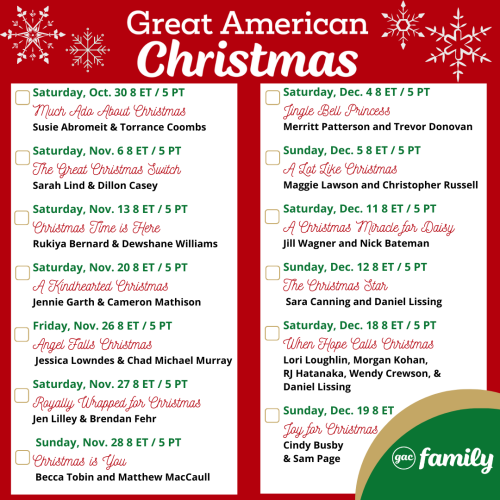 2021 GAC Family Great American Christmas Holiday TV Schedule Archives