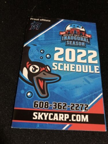 2022 Beloit Sky Carp Baseball Pocket Schedule Inaugural Season Marlins 