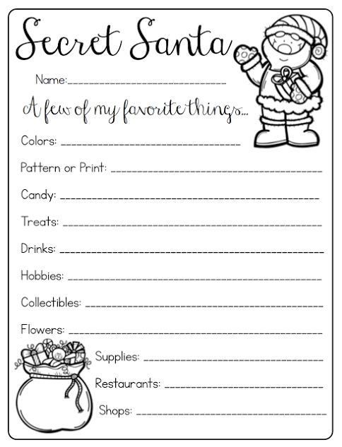 23 Printable Secret Santa Questionnaire Download Secret Santa Form 
