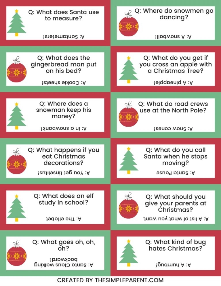 25 Christmas Jokes For Kids with FREE Printable The Simple Parent
