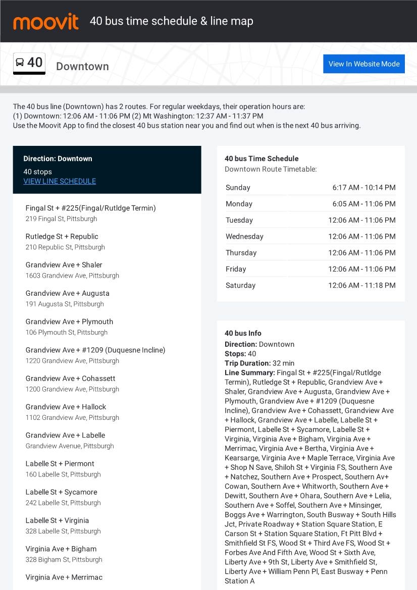 40 Bus Time Schedule Line Route DocsLib