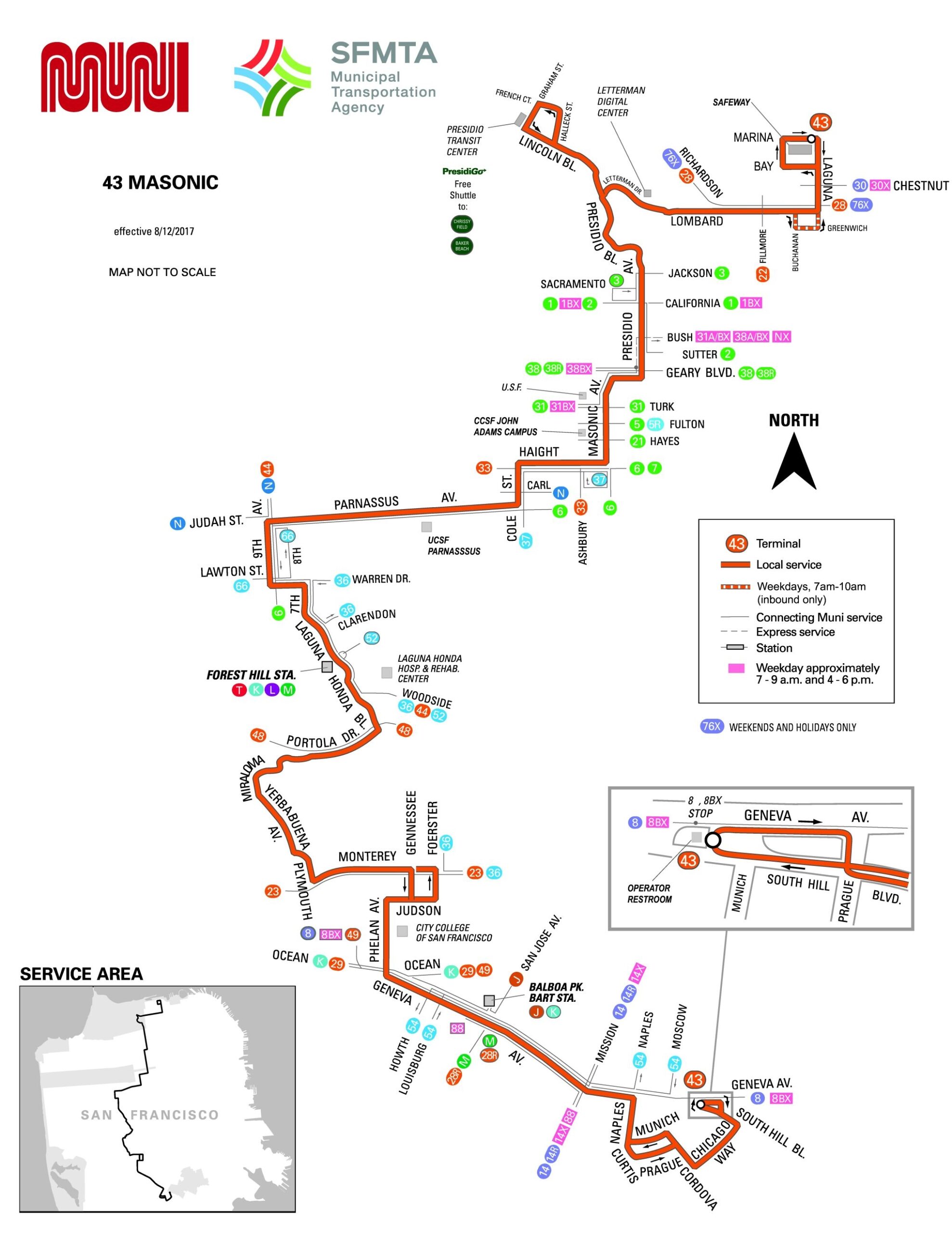43 Masonic Bus Route SF MUNI SF Bay Transit