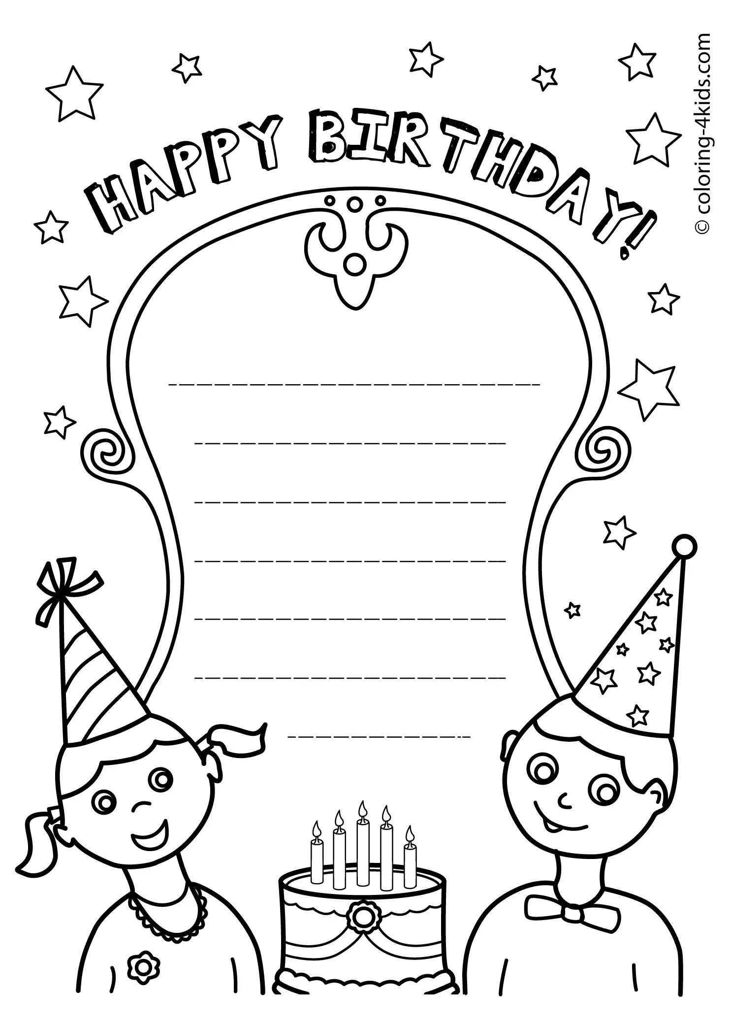 50 Gorgeous Coloring Birthday Cards Kitty Baby Love