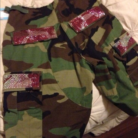 Army Fatigue Shorts With Bling 27in Waist Army Fatigue Shorts 