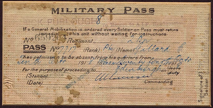 Australian Military Leave Pass WW1 AIF Leave Pass Dated Flickr
