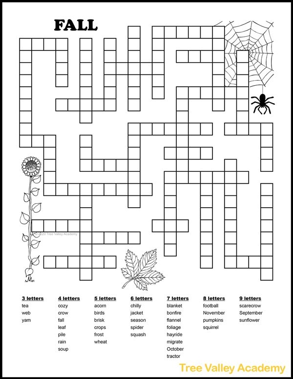 Autumn Fill In Word Puzzles For Kids Word Puzzles For Kids Fun 
