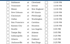 Central Time Week 2 NFL Schedule 2016 Printable
