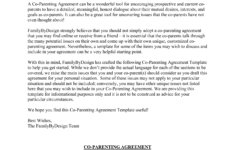 Co Parenting Agreement Templates At Allbusinesstemplates
