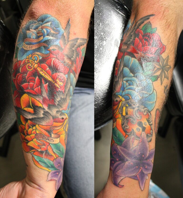 Cover Up Tattoo On Forearm By Eddy Lou Body Tattoos Arm Tattoos For 
