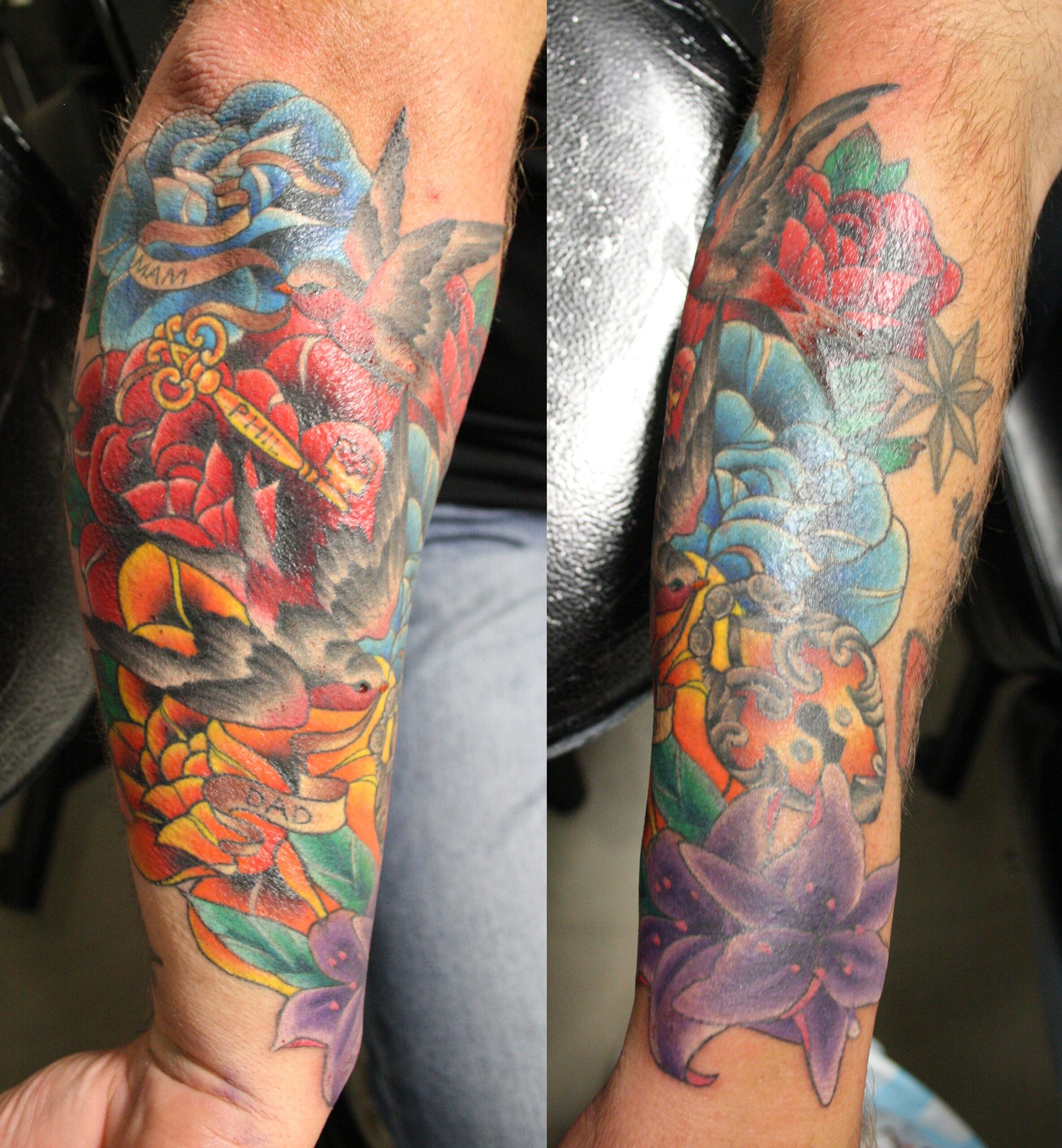Cover Up Tattoo On Forearm By Eddy Lou Body Tattoos Arm Tattoos For