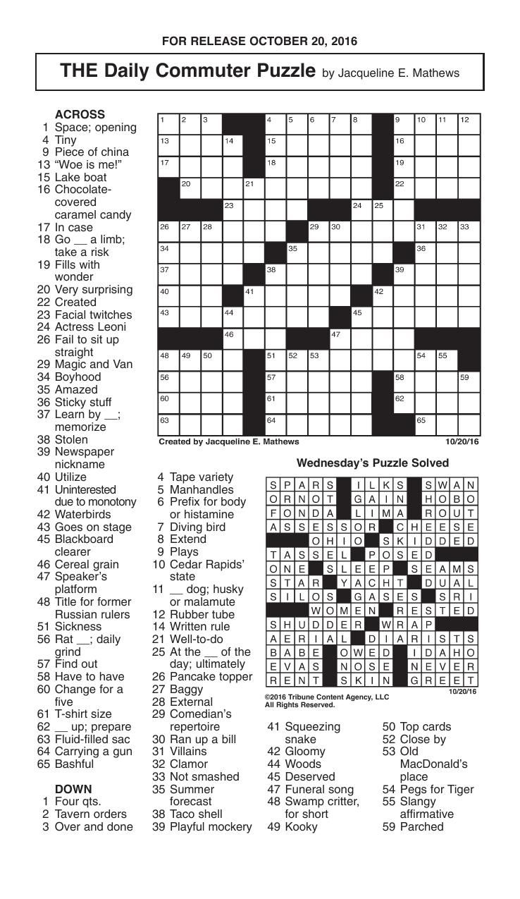 Daily Commuter Crossword Printable Customize And Print