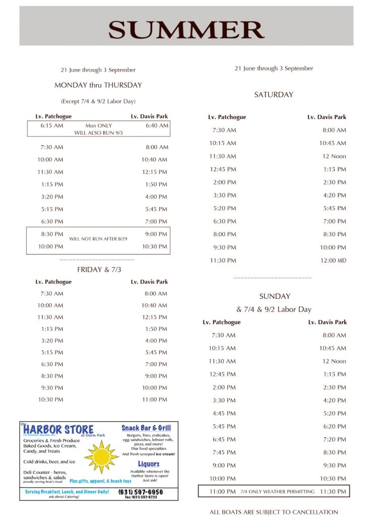 Davis Park Ferry Releases Summer Schedule Fire Island And Beyond