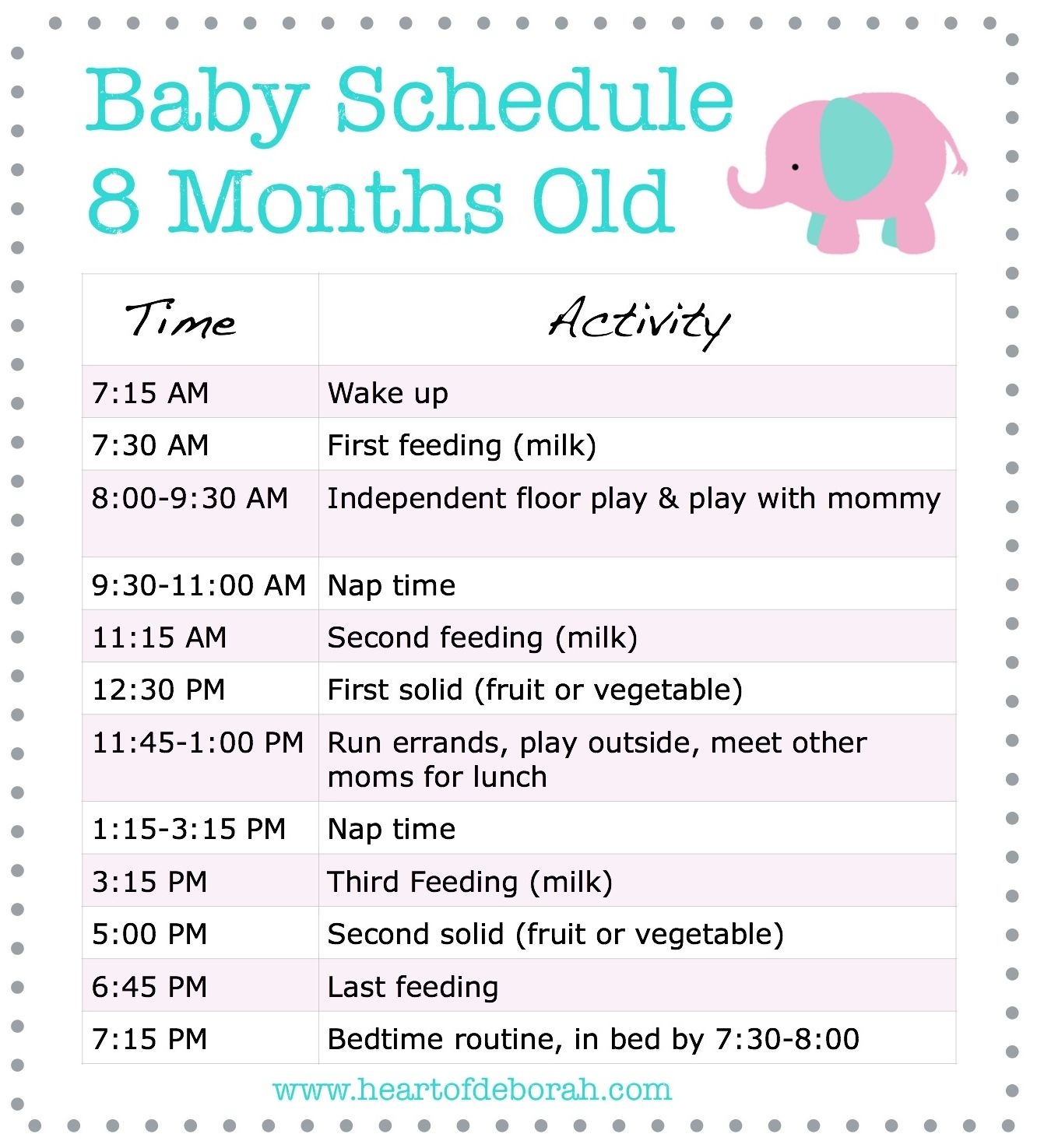 Discover A New 8 Month Old Schedule For Your Baby Samples Included