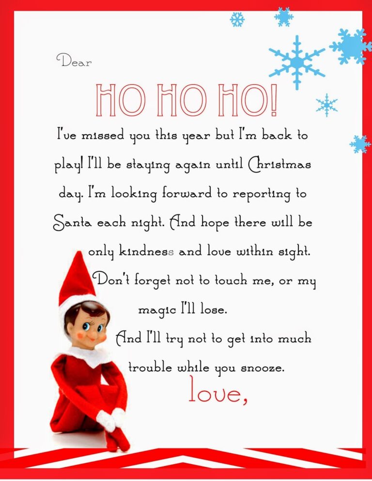 Elf On The Shelf Letter free Printable Yummy Mummy Kitchen A 