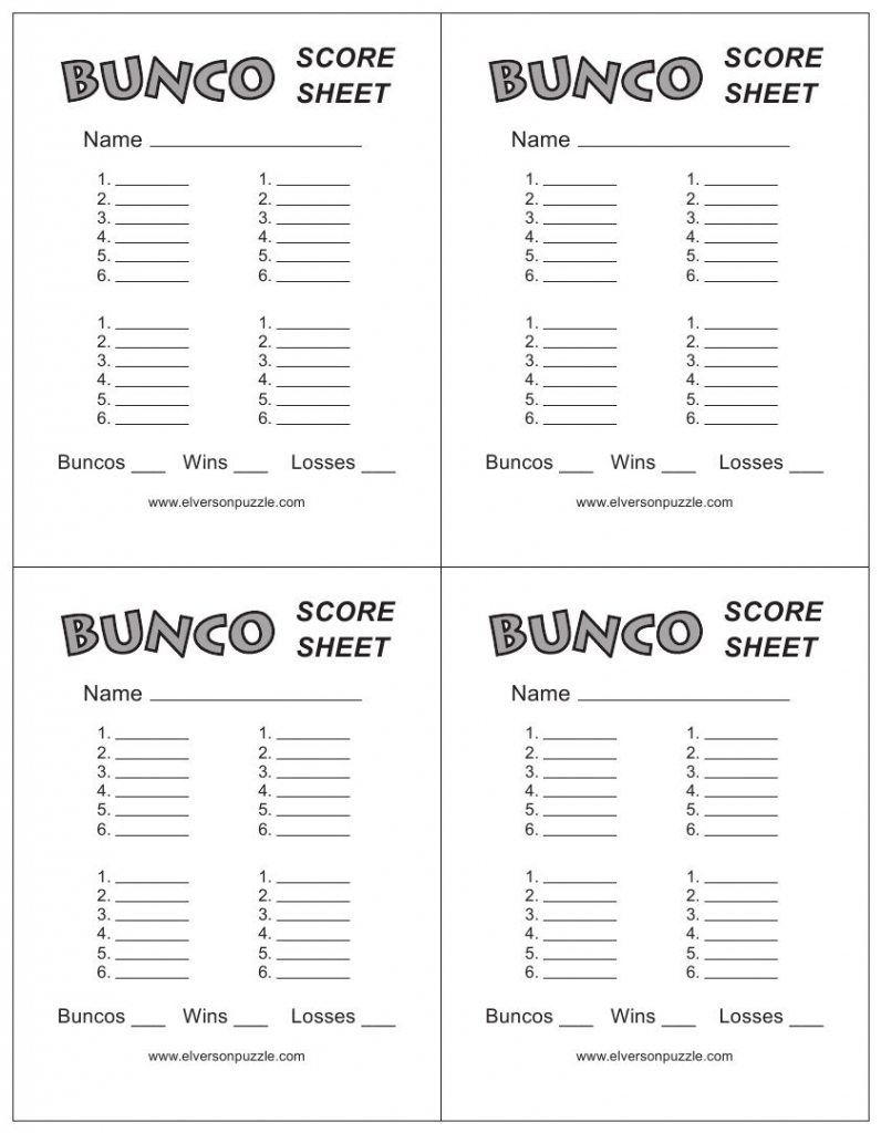 Free Bunco Printable Score Sheets