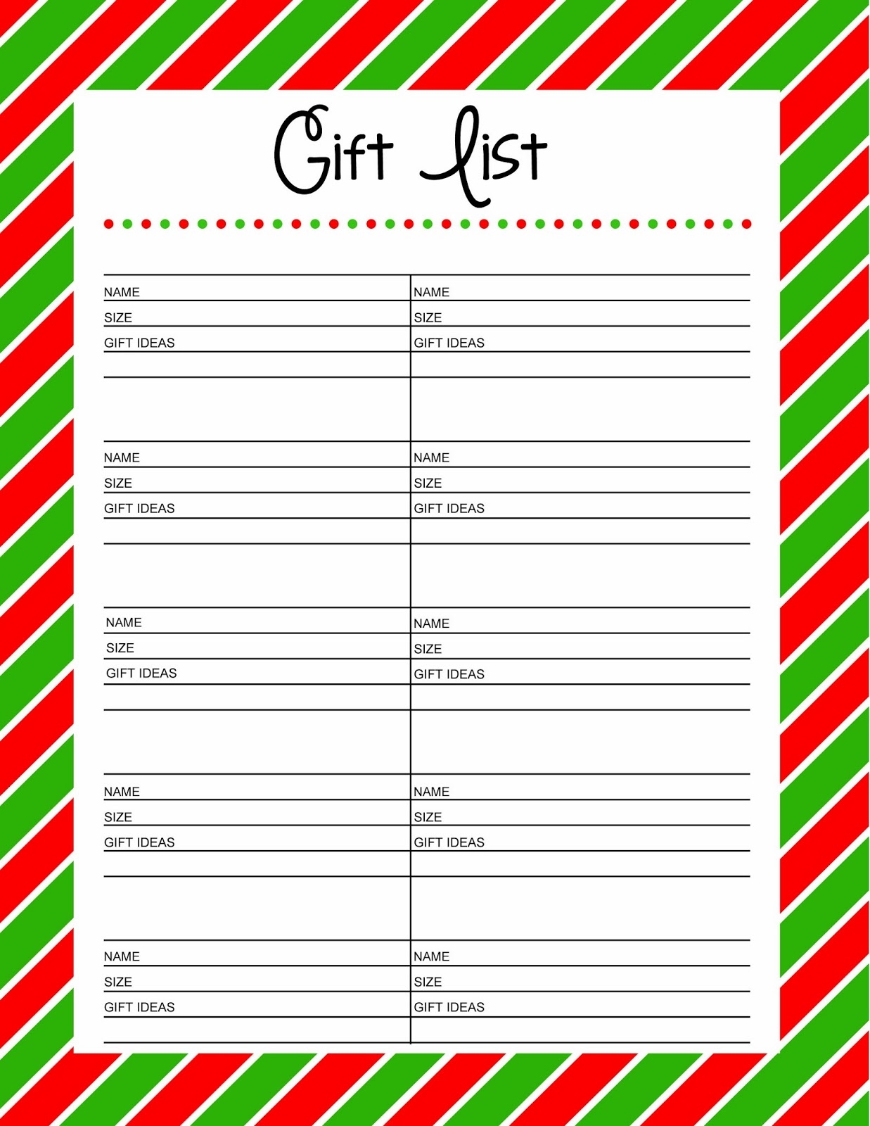Free Printable Gift List 25 Days To An Organized Christmas Kelly