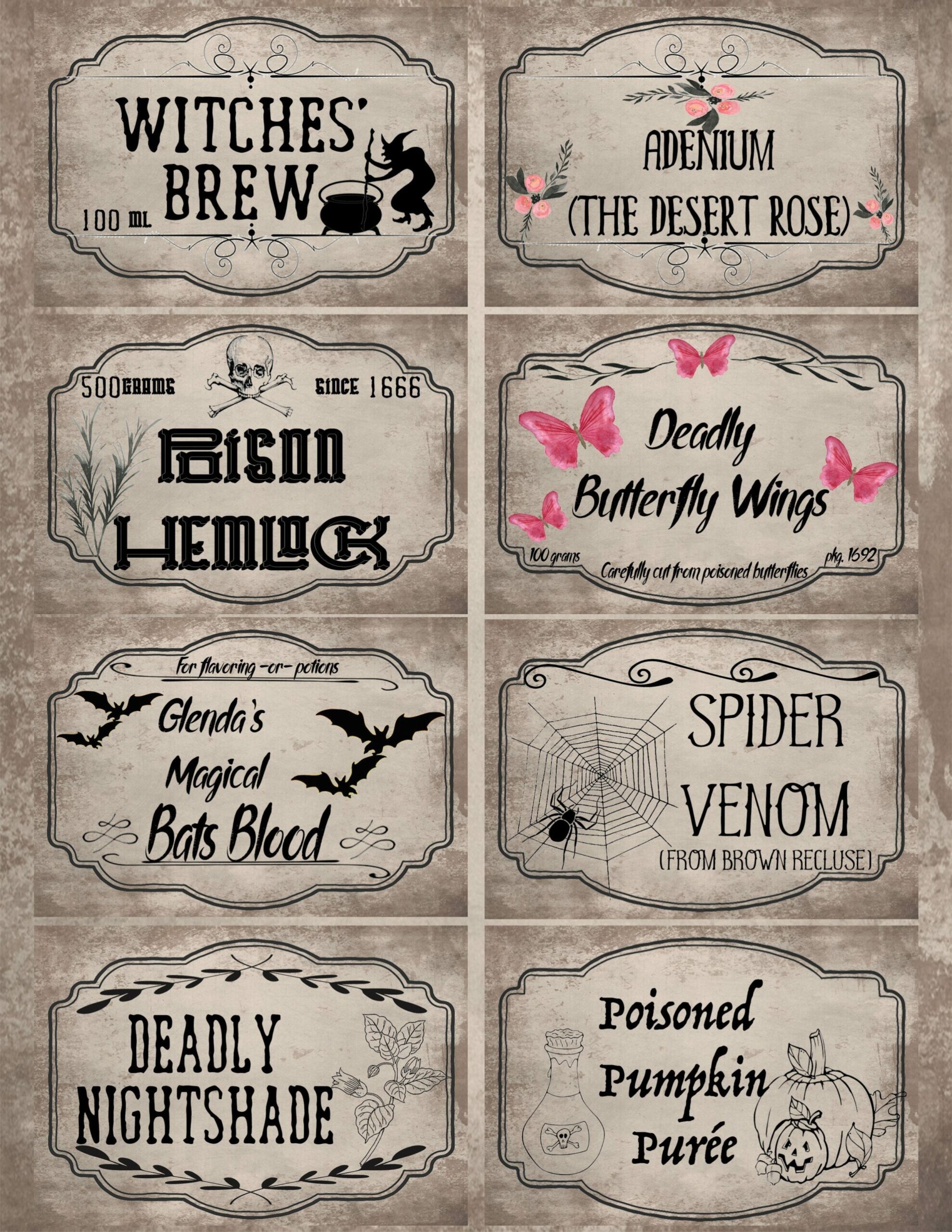 Free Printable Halloween Apothecary Labels 16 Designs Plus Blanks