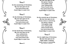Free Printable Lyrics For The Twelve Days Of Christmas