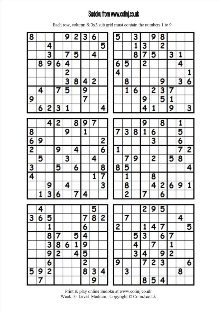 Free Printable Sudoku 6 Per Page Free Printable