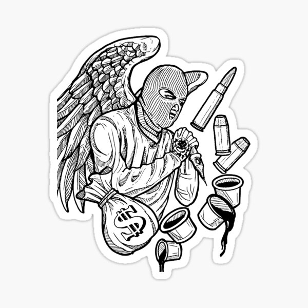  Gangsta Balaclava Blessed Sticker By SarGarcia Redbubble