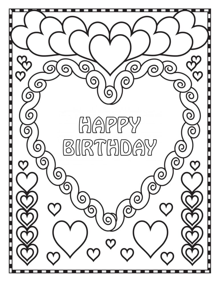 Happy Birthday Card Printable Coloring