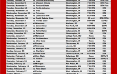 IU Basketball Printable Schedule 2019 20 The Daily Hoosier