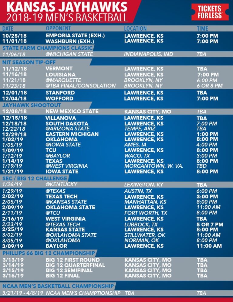Ku Basketball Schedule Printable Customize And Print
