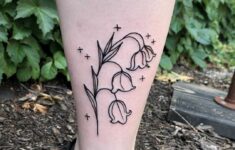 Lily Of The Valley Tattoo Inked On The Left Calf Neck Tattoo Belly