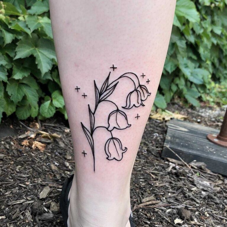 Lily Of The Valley Tattoo Inked On The Left Calf Neck Tattoo Belly 