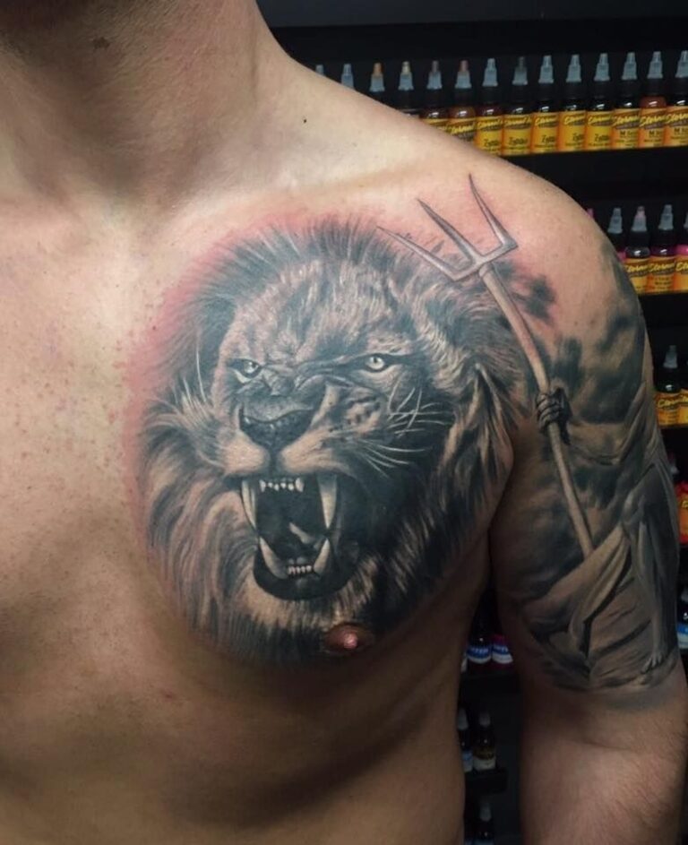 Lion Chest Tattoo By Lorand Limited Availability At 