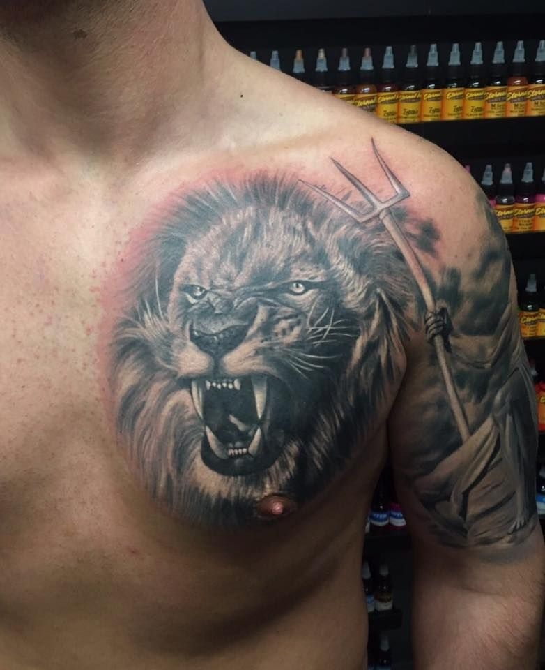 Lion Chest Tattoo By Lorand Limited Availability At