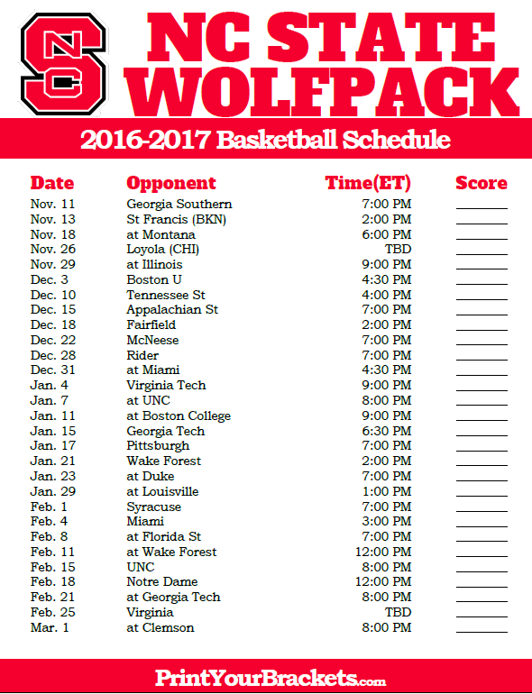 Nc State Basketball Schedule 2017 SportSpring