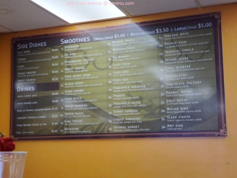 Online Menu Of Da Spot Health Foods Juices Restaurant Honolulu 