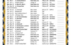 Printable 2017 2018 Notre Dame Fighting Irish Basketball Schedule