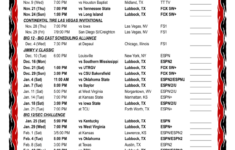 Printable 2019 2020 Texas Tech Red Raiders Basketball Schedule
