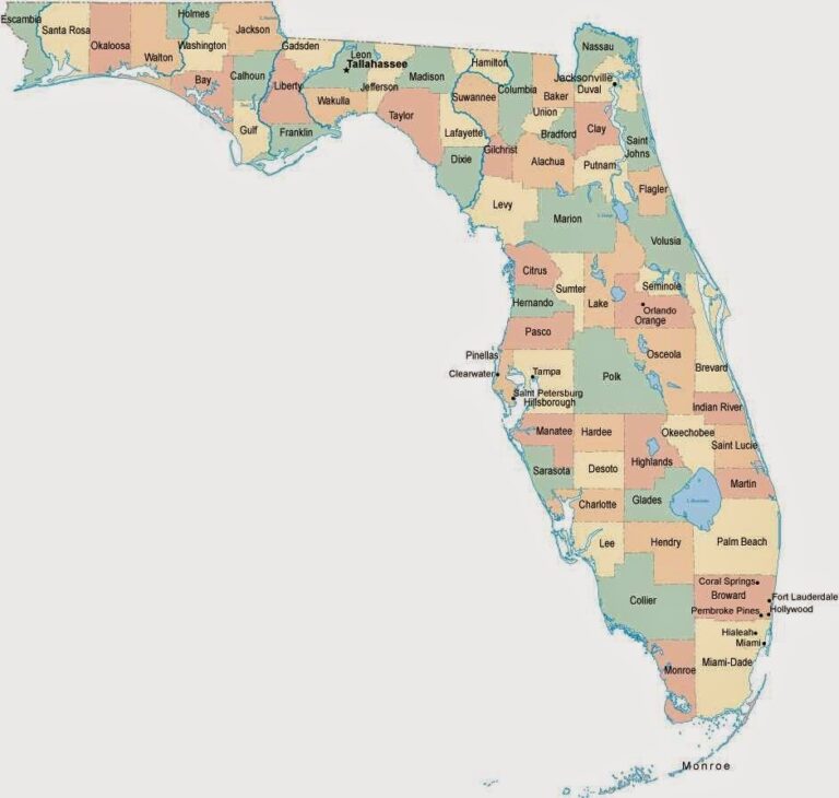 Printable Florida County Map
