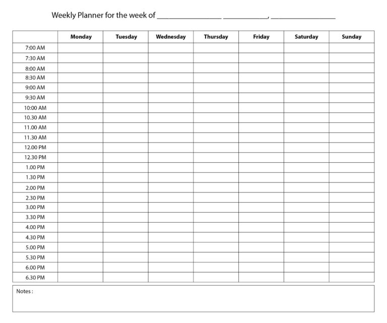 Printable Hourly Weekly Planner Templates In 2021 Weekly Planner 