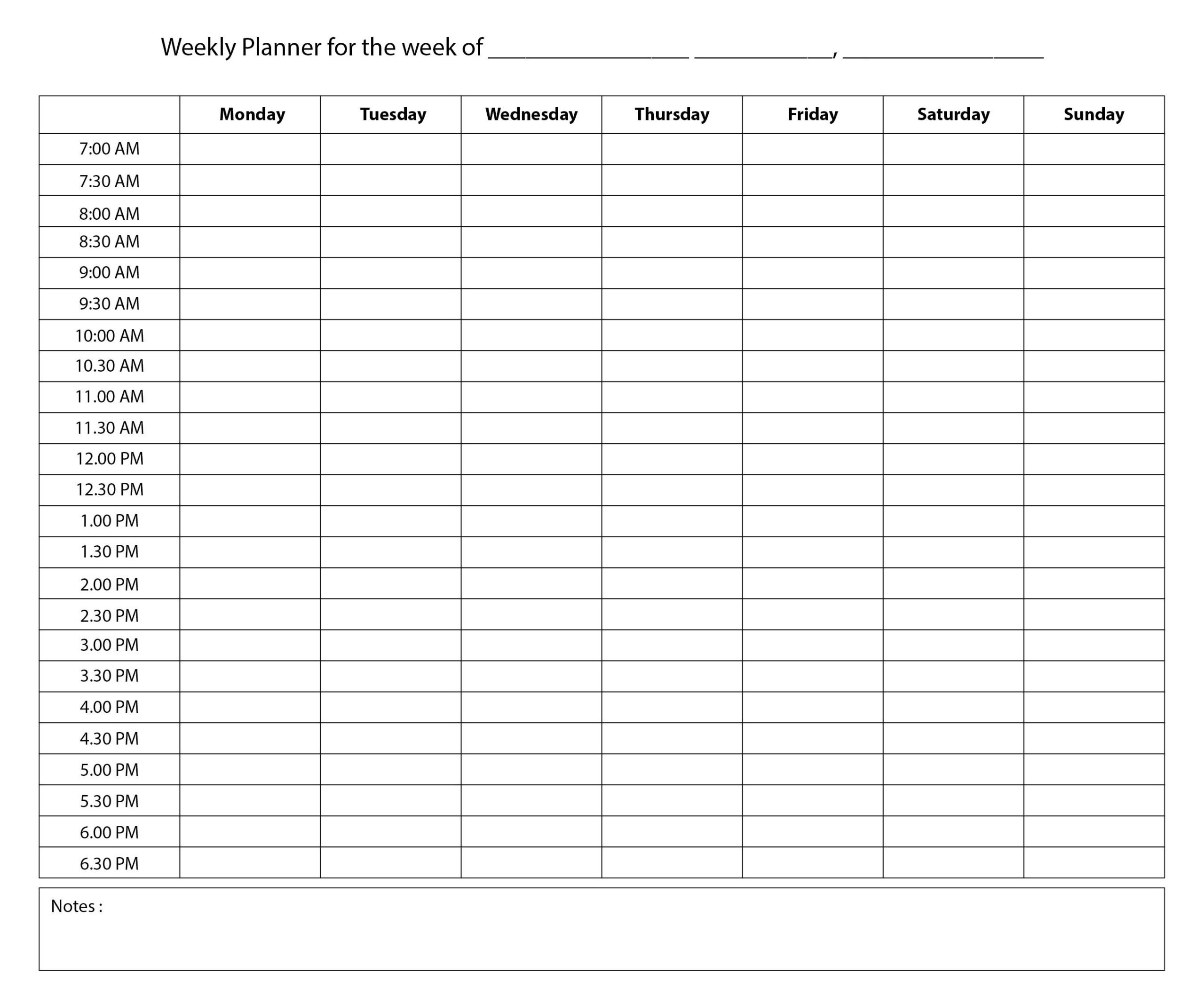 Printable Hourly Weekly Planner Templates In 2021 Weekly Planner