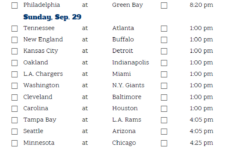 Printable NFL Week 4 Schedule Pick Em Pool 2019