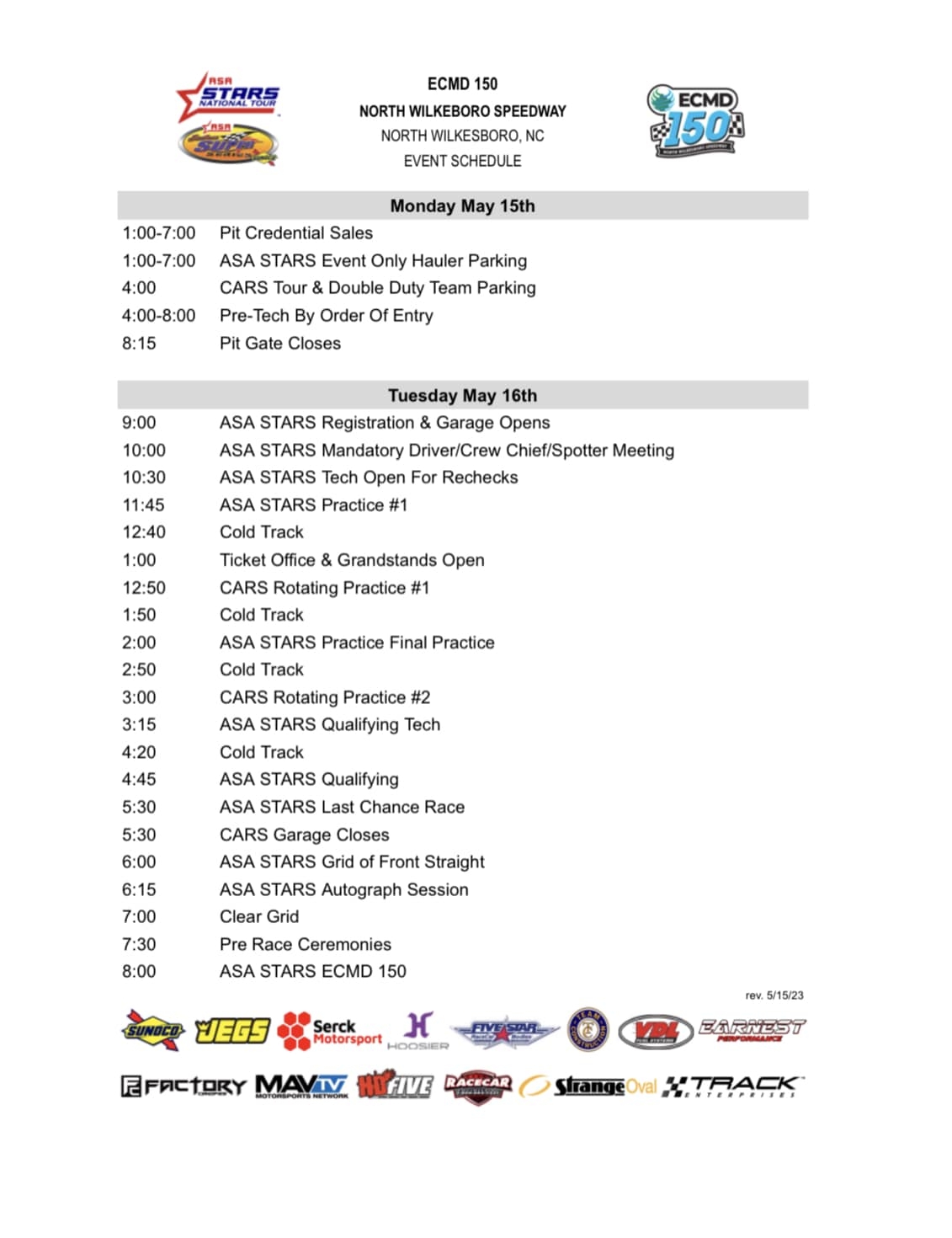 Race Thread ASA STARS National Tour ECMD 150 North Wilkesboro